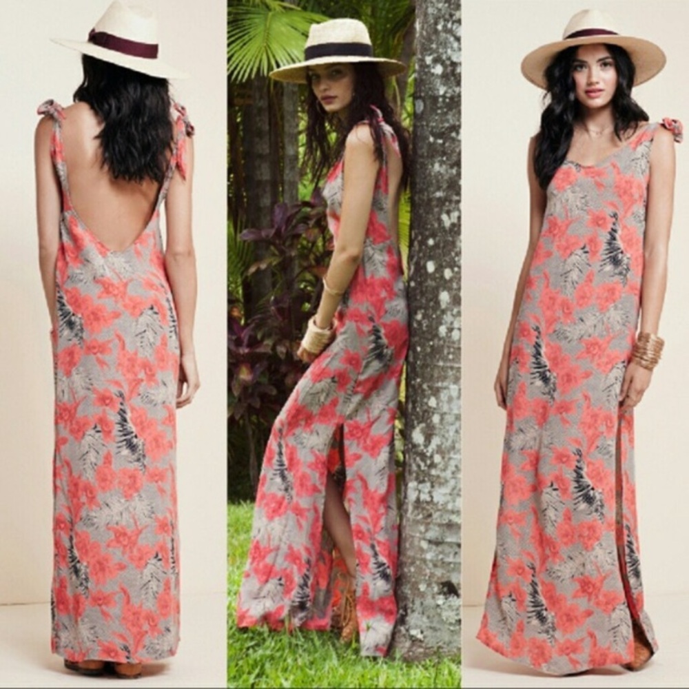 For Love & Lemons Red Orchid Mai Tai Maxi Dress